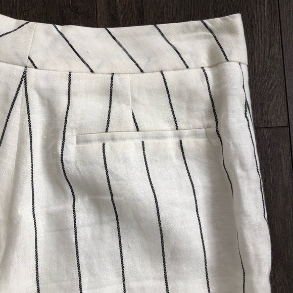 Cream 100% Linen Wide leg pant with black stripe - Picture 9 of 10